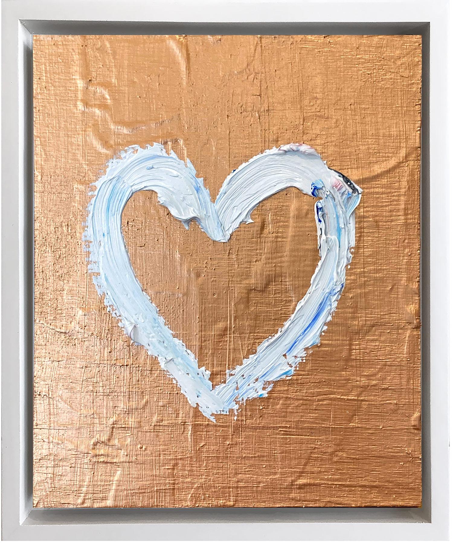 "My Copper Tone Heart" Colorful Contemporary Oil Painting with Floater Frame 