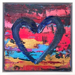 "My Cosmopolitan Heart" Contemporary Multicolored Oil Painting on Canvas Framed