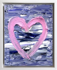 "My Cotton Candy Heart" Purple & Pink Pop Oil Painting with White Floater Frame