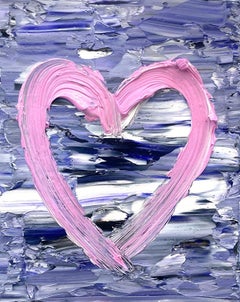 "My Cotton Candy Heart" Purple & Pink Pop Oil Painting with White Floater Frame