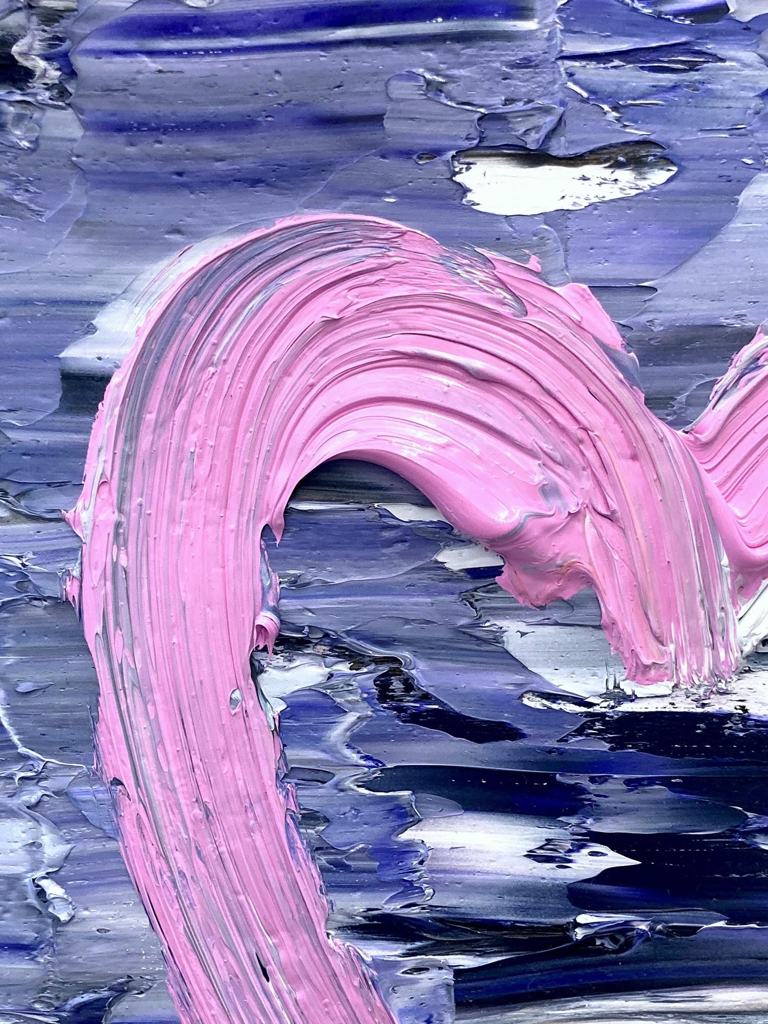 „My Cotton Candy Heart“ Lila & Rosa Pop Ölgemälde mit weißem Floater-Rahmen aus Baumwolle (Zeitgenössisch), Painting, von Cindy Shaoul