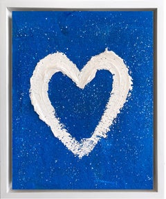 "My Crystal Blue Heart" Contemporary Pop Oil Painting with Floater Frame