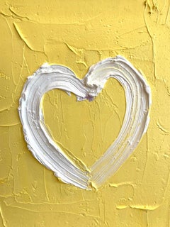"My Daisy Heart" Yellow Colorful Contemporary Oil Painting with Floater Frame