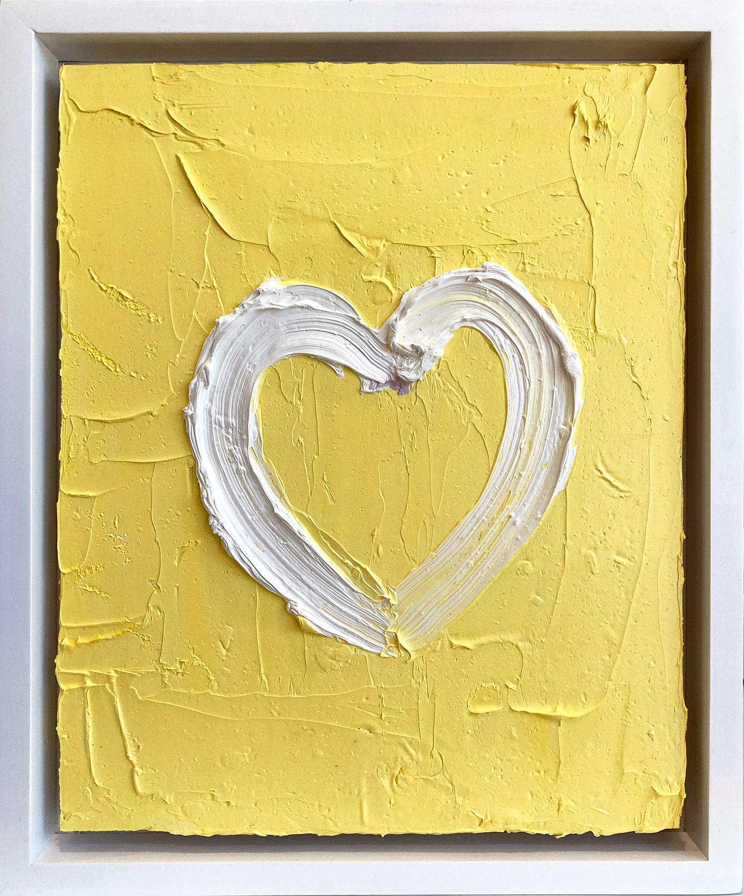 Cindy Shaoul Abstract Painting - "My Cipriani Heart" Yellow Colorful Contemporary Oil Painting with Floater Frame