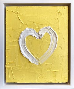 "My Cipriani Heart" Yellow Colorful Contemporary Oil Painting with Floater Frame