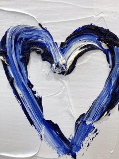 "My Deep Blue Heart" Contemporary Pop Oil Painting with Floater Frame