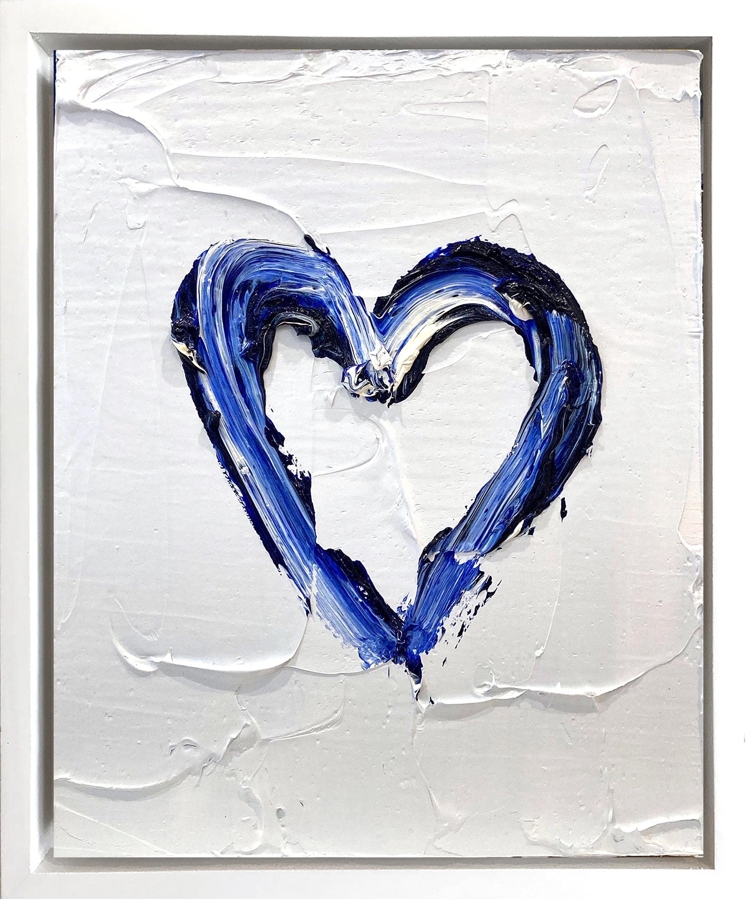 "My Deep Blue Heart" Contemporary Pop Oil Painting with Floater Frame