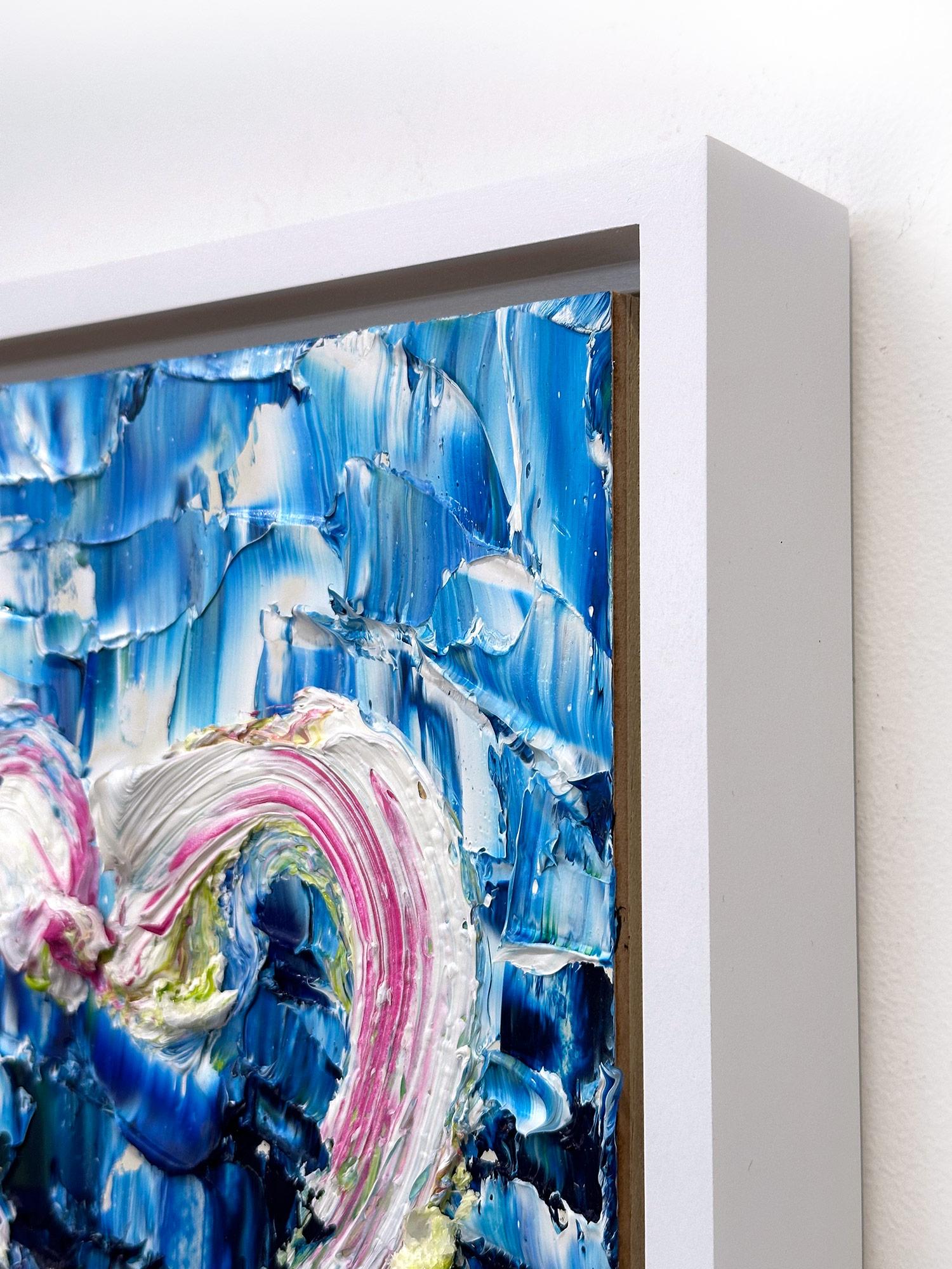 « My Deep Dive Heart », peinture à l'huile pop art colorée avec cadre flottant blanc en vente 8