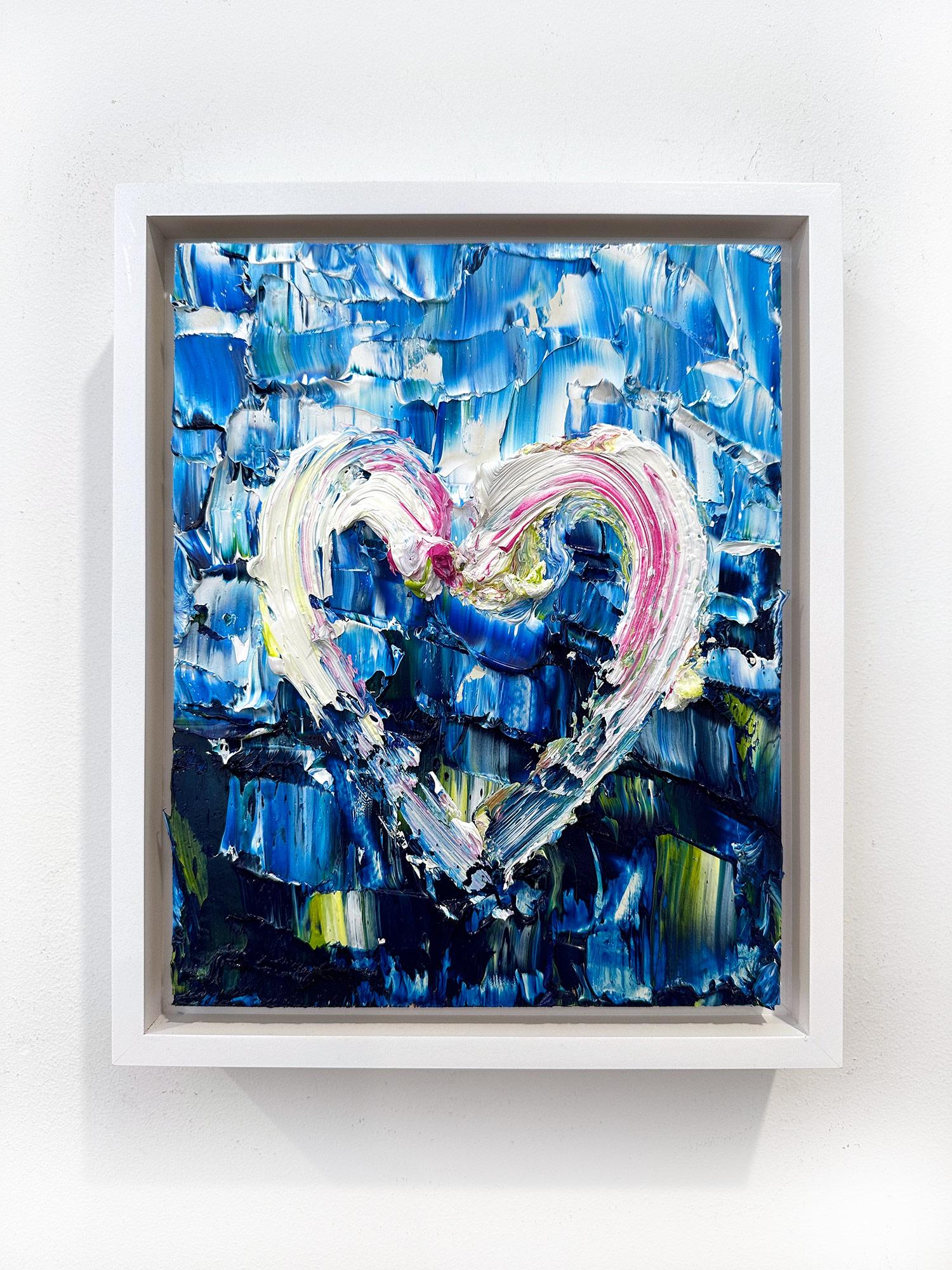 « My Deep Dive Heart », peinture à l'huile pop art colorée avec cadre flottant blanc en vente 11