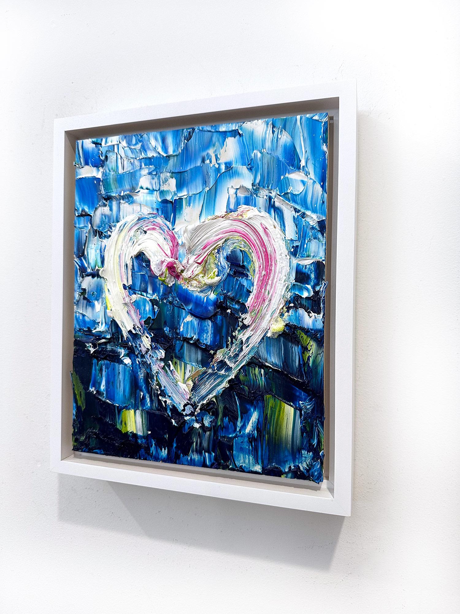 « My Deep Dive Heart », peinture à l'huile pop art colorée avec cadre flottant blanc en vente 12