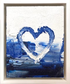 "My Diamond Heart" Contemporary Oil Painting with Diamond Dust + Floater Frame