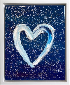 "My Diamond Sky Heart" Contemporary Oil Painting Wood White Floater Frame