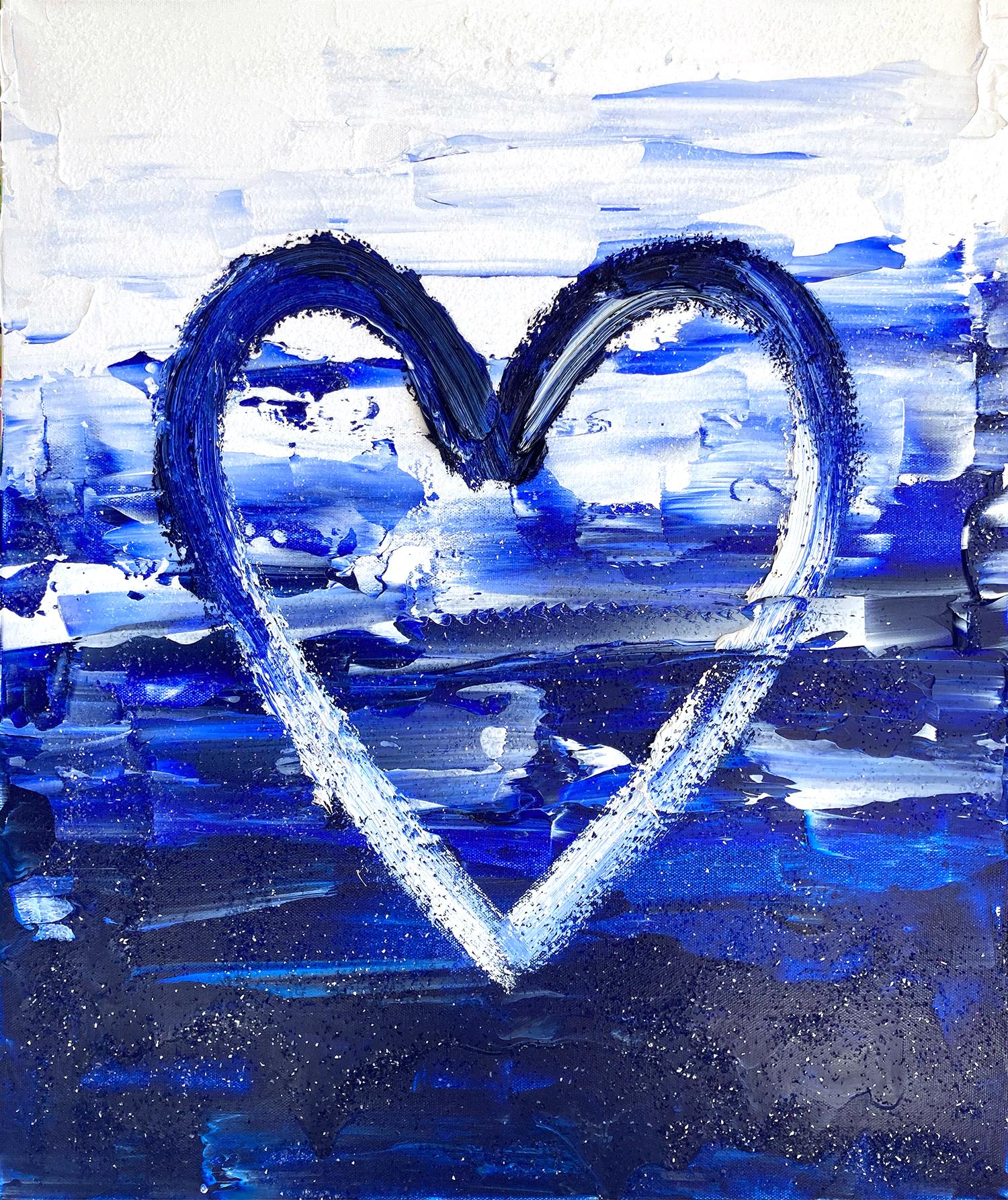 "My Diamonds are Forever Heart" Contemporary Monochrome Pop Oil Canvas Painting 