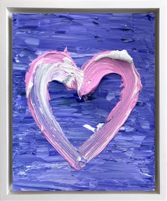 "My Dior Heart" Purple & Pink Pop Oil Painting on Wood with White Floater Frame