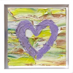 "My Dior in Time Heart" Pop Art Oil Painting with Gold in White Floater Frame