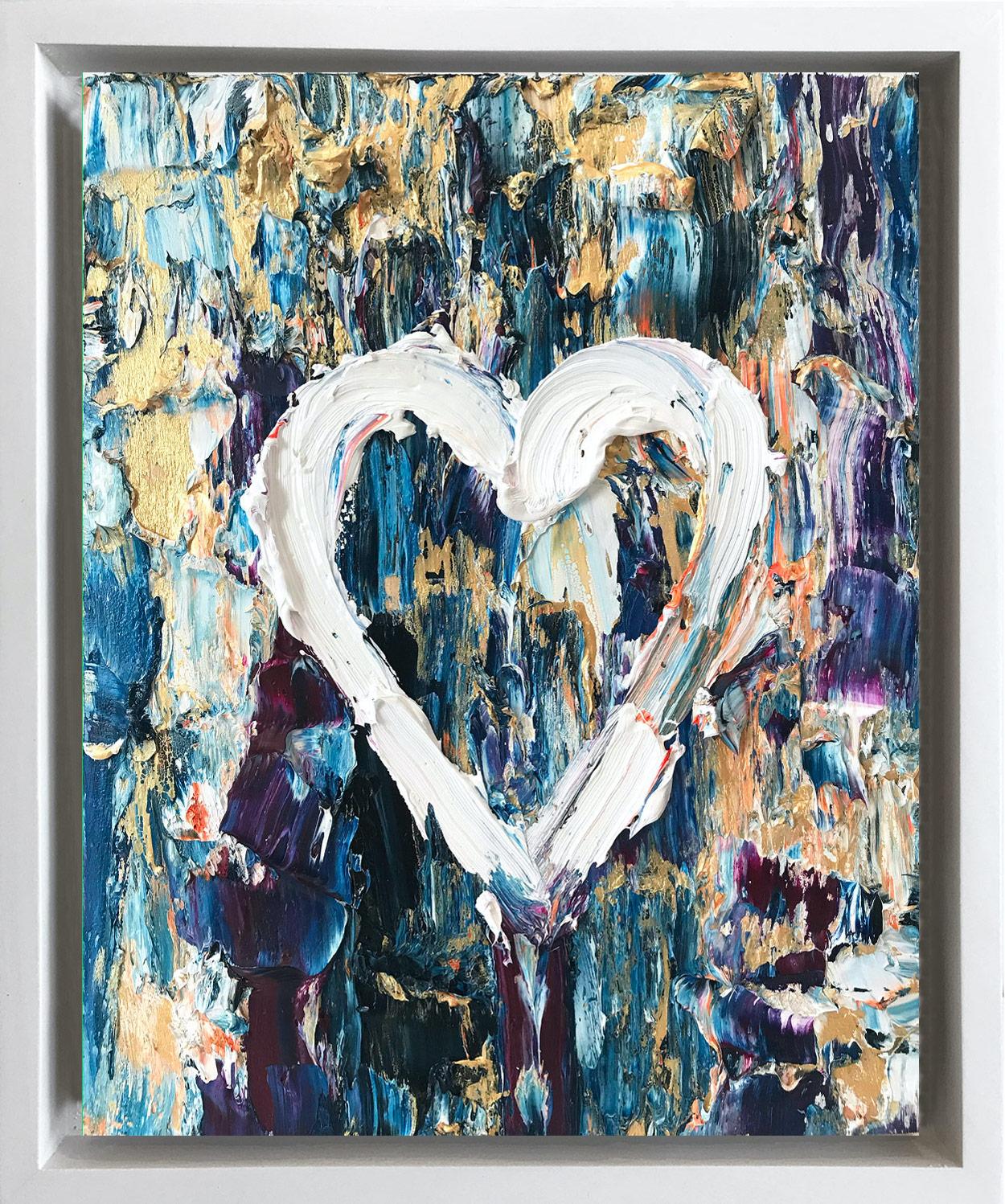 Cindy Shaoul Abstract Painting - "My Disco Heart" Contemporary Oil Painting Framed with Floater Frame