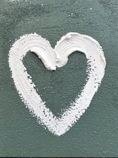 "My Dom Perignon Heart" Viridian Green Oil Painting with White Floater Frame