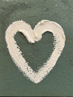 "My Dom Perignon Heart" Parisian Green Oil Painting with White Floater Frame