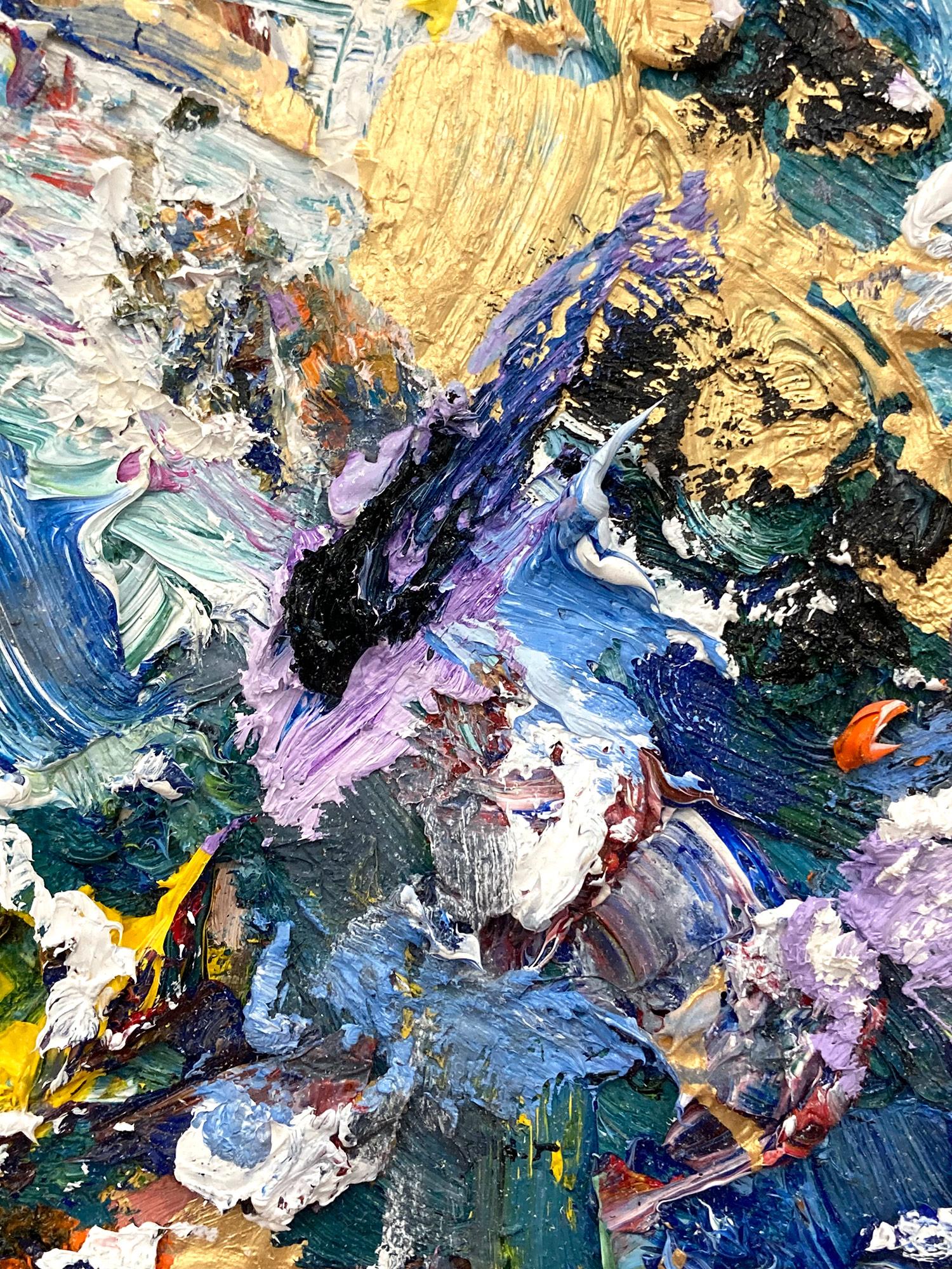 Abstraktes Ölgemälde „My Dream Come True“ auf Holzplatte in schwarzem Rahmen (Abstrakter Expressionismus), Painting, von Cindy Shaoul