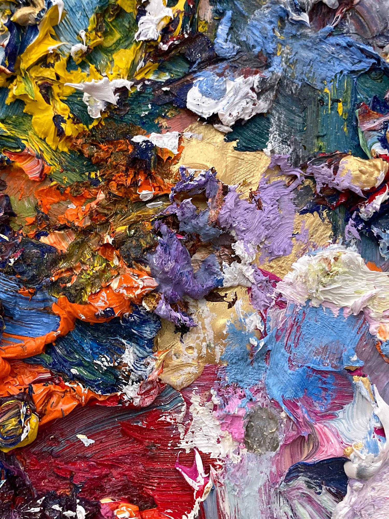Abstraktes Ölgemälde „My Dream Come True“ auf Holzplatte in schwarzem Rahmen (Schwarz), Abstract Painting, von Cindy Shaoul