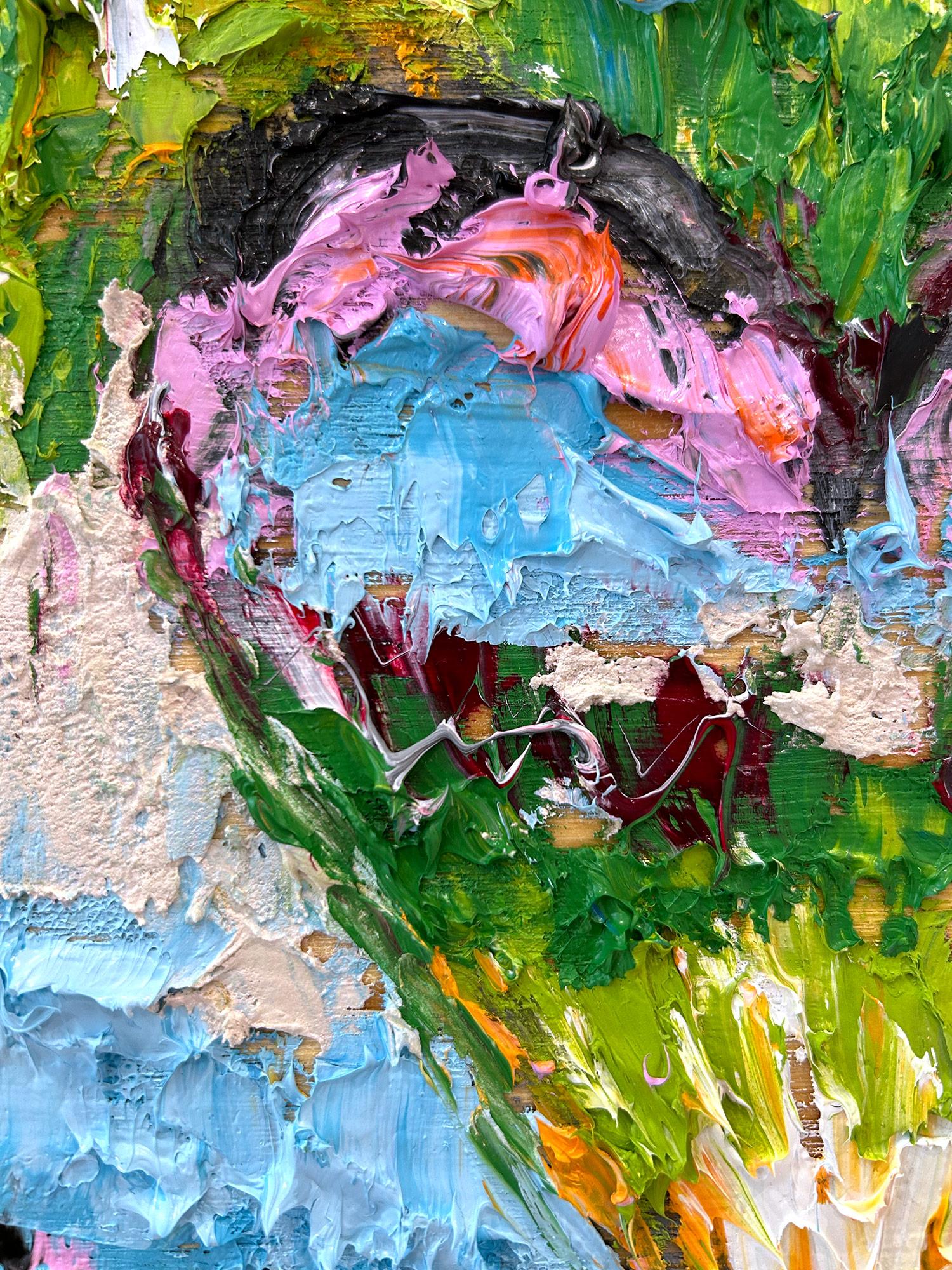 Mehrfarbiges Pop-Ölgemälde auf Holz mit weißem Floater-Rahmen, „My Dream On Heart“, Pop-Ölgemälde (Zeitgenössisch), Painting, von Cindy Shaoul