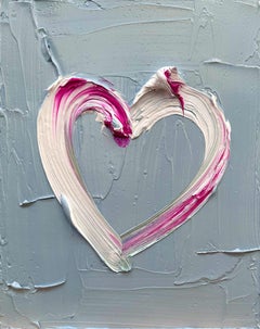 "My Hermès Heart" Contemporary Oil Painting on Wood White Floater Frame