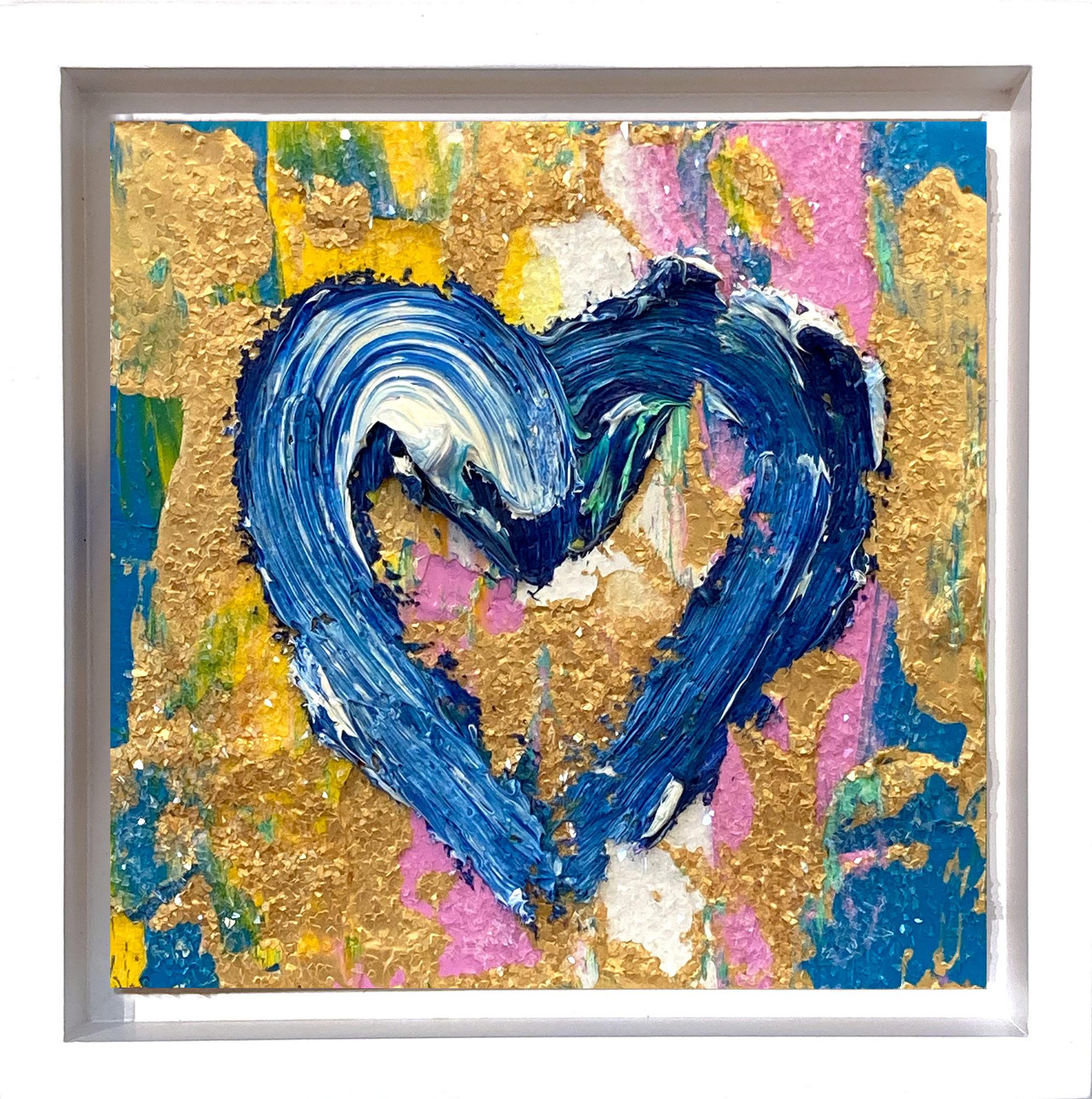 "Mi sueño en el corazón" Pintura al Óleo Pop Art Polvo de Diamante Marco Flotante Blanco