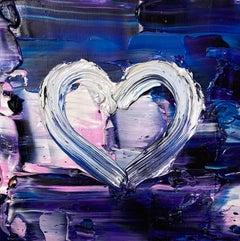 "My Dreamy Blue Heart" Colorful Abstract Oil Painting with Floater Frame