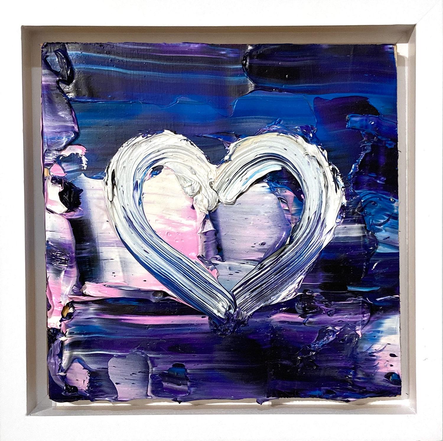 Cindy Shaoul Figurative Painting - "My Dreamy Blue Heart" Colorful Abstract Oil Painting with Floater Frame