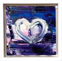 « My Dreamy Blue Heart », peinture à l'huile abstraite colorée avec cadre flottant
