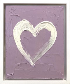 "Il mio cuore di lavanda polverosa" Pittura a olio pop su legno con cornice bianca fluttuante