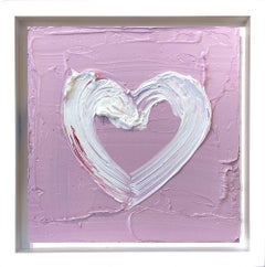 "Mi corazón rosa polvoriento" Pintura al óleo Pop Art de colores en marco flotante blanco