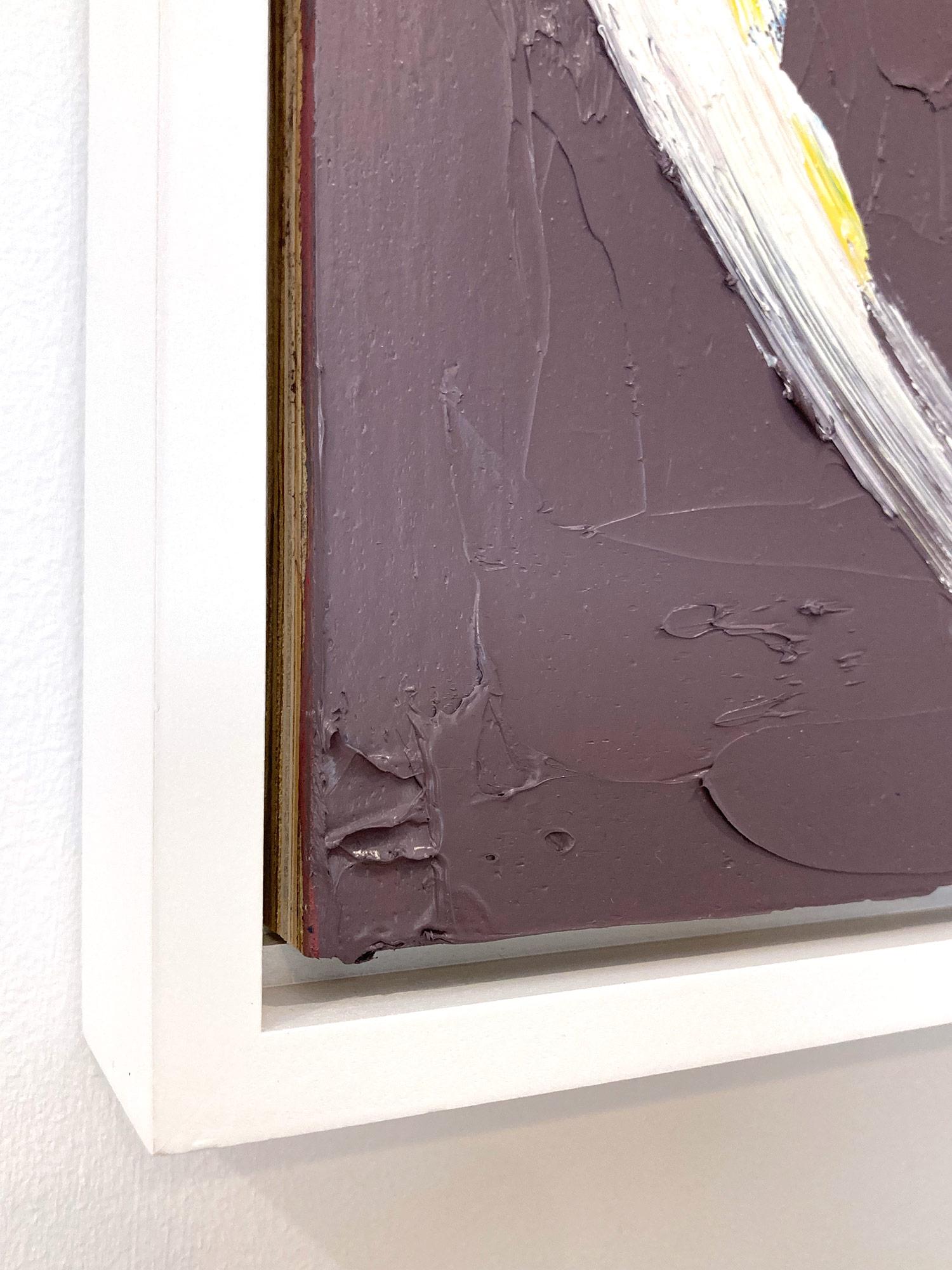 Buntes Pop-Art-Ölgemälde „My Dusty Rose Heart“ mit weißem Floater-Rahmen, farbenfrohes Ölgemälde im Angebot 2