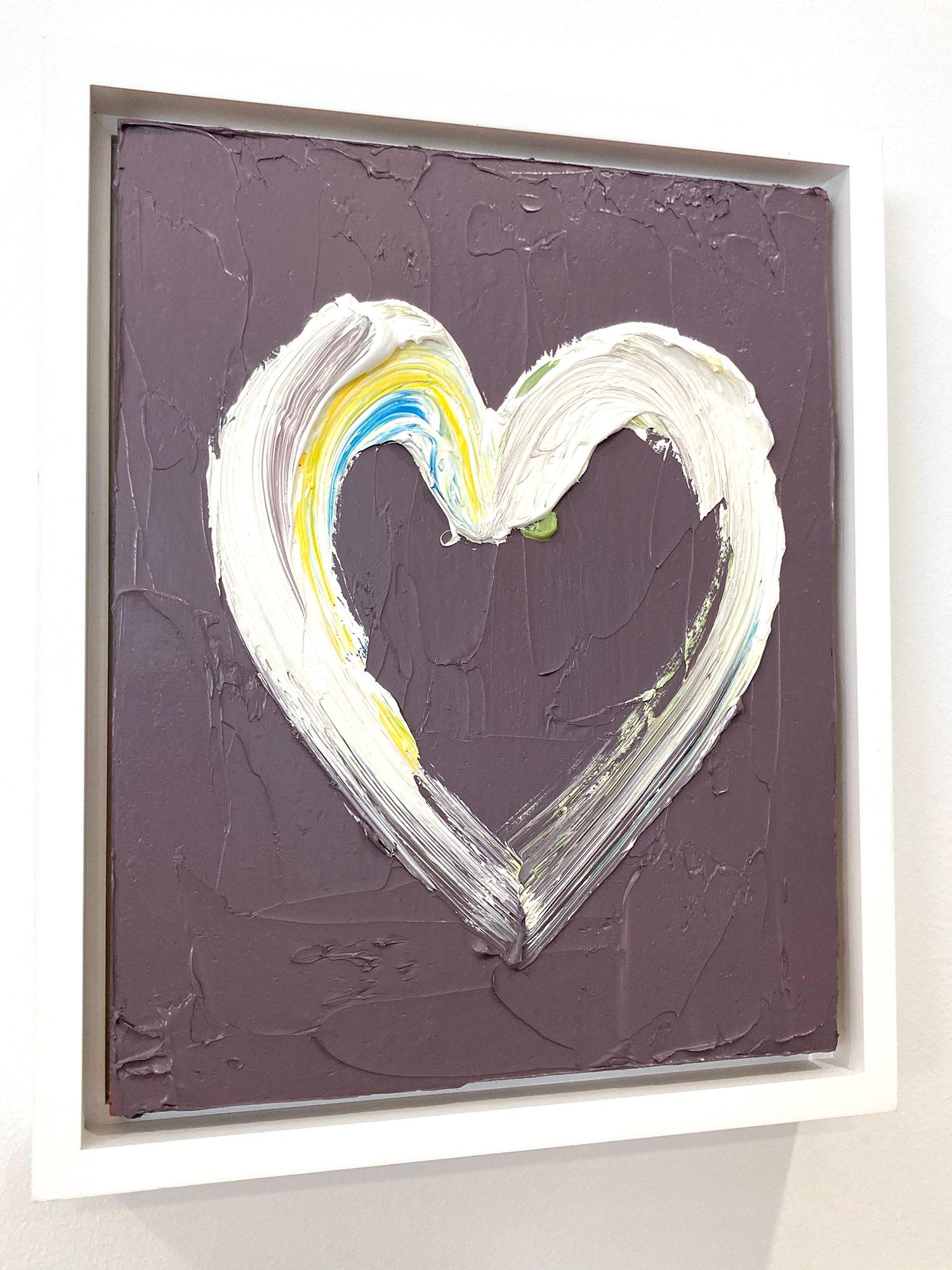 Buntes Pop-Art-Ölgemälde „My Dusty Rose Heart“ mit weißem Floater-Rahmen, farbenfrohes Ölgemälde im Angebot 5