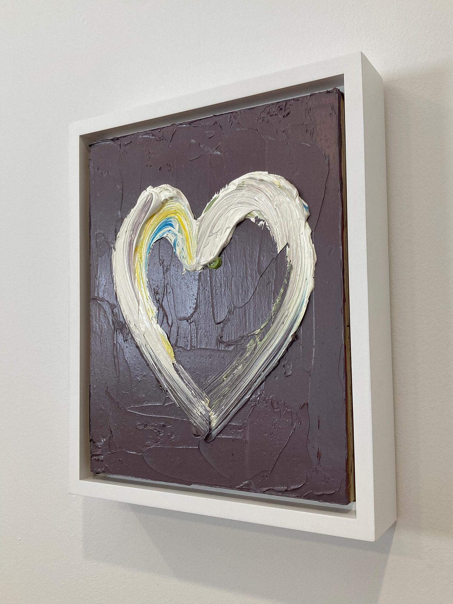 Buntes Pop-Art-Ölgemälde „My Dusty Rose Heart“ mit weißem Floater-Rahmen, farbenfrohes Ölgemälde im Angebot 7