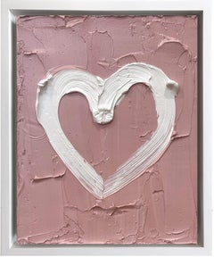 "My Dusty Rose Heart" Contemporary Pop Art Oil Painting with Floater Frame