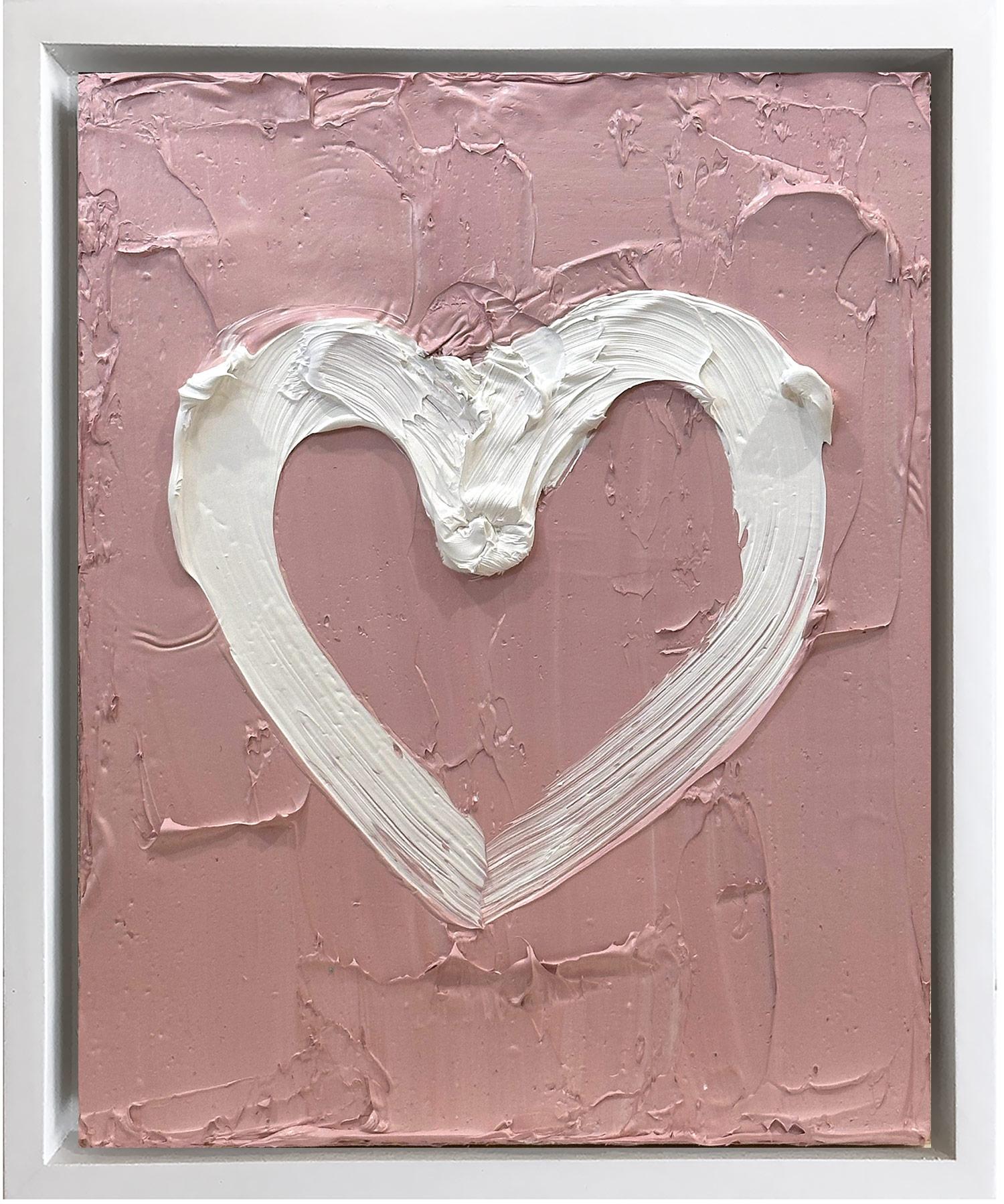 Cindy Shaoul Figurative Painting - "My Dusty Rose Heart" Contemporary Pop Art Oil Painting with Floater Frame