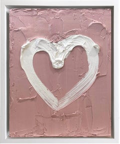 "My Dusty Rose Heart" Contemporary Pop Art Oil Painting with Floater Frame