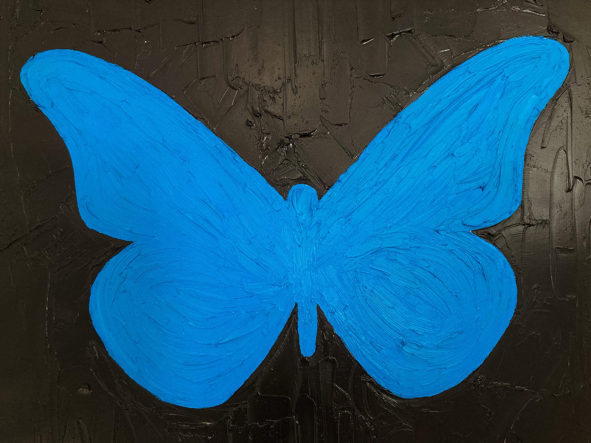 black and blue butterfly painting