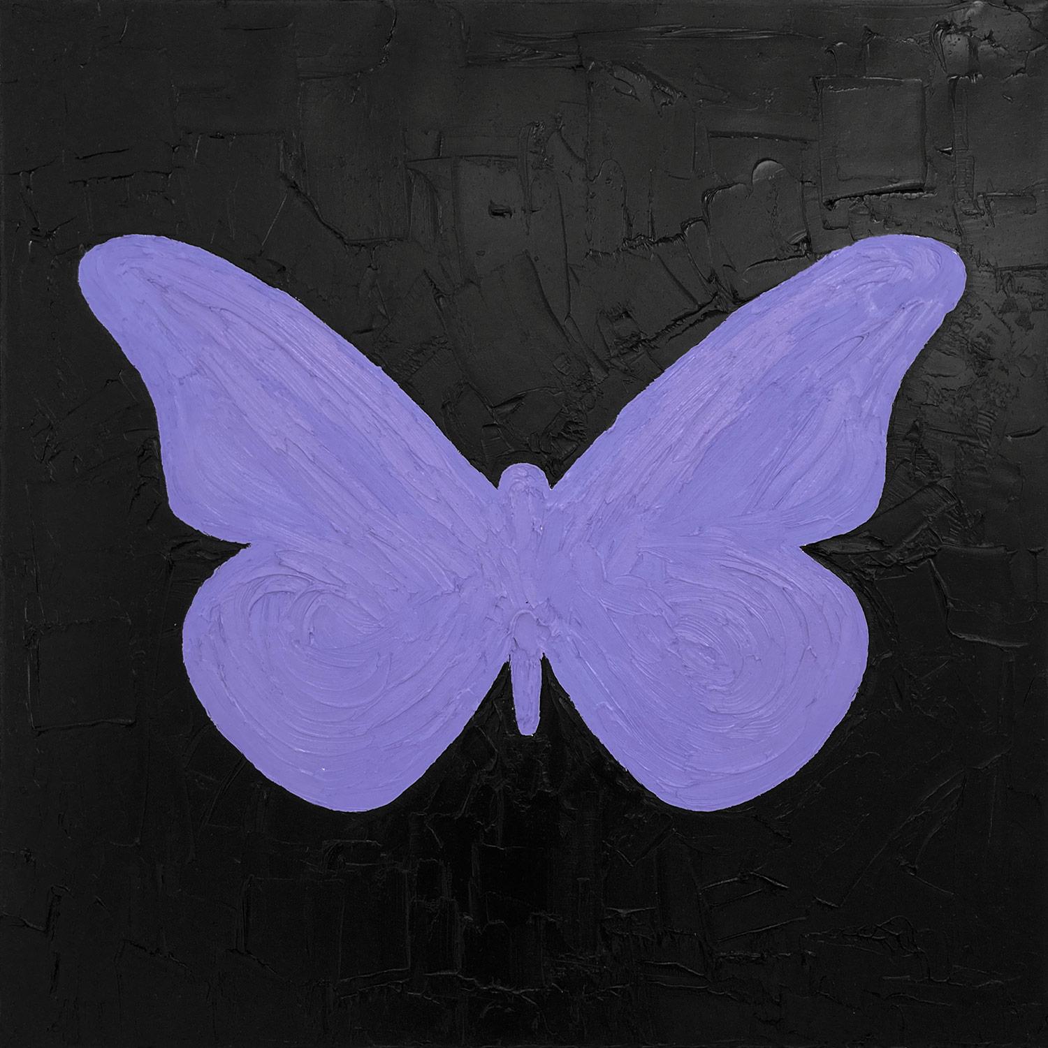 ""Mein elektrischer lila Schmetterling" Lila zeitgenössisches Ölgemälde auf Leinwand