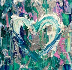 "My Emerald City Heart" Diamond Dust Pop Art Oil Painting w White Floater Frame