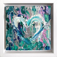 "My Emerald City Heart" Diamond Dust Pop Art Oil Painting w White Floater Frame