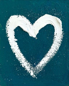 "My Emerald Heart" Contemporary Green Pop Ölgemälde Wood White Floater Frame