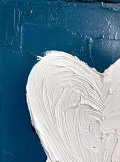 "My Emerald Heart" Green and White Contemporary Oil Painting on Thick Canvas