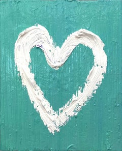 "My Esmeralda Green Heart" Emerald Pop Art Oil Painting with White Floater Frame
