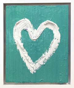 "My Esmeralda Green Heart" Emerald Pop Art Oil Painting with White Floater Frame