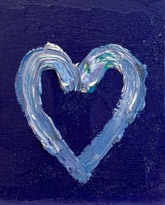 „My Melrose Heart“ Lila Pop, Ölgemälde auf Holz mit weißem Floater-Rahmen