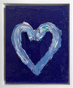 "My Melrose Heart" Purple Pop Oil Painting on Wood with White Floater Frame