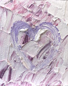 "My Ethereal Heart" Pop Oil Painting w Diamond Dust on Wood White Floater Frame