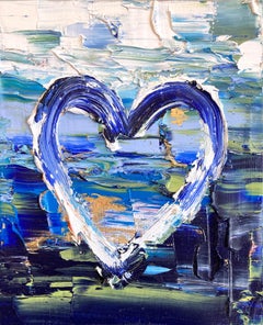 "My Enchanted Heart" Contemporary Pop Art Oil & Gold Painting with Floater Frame